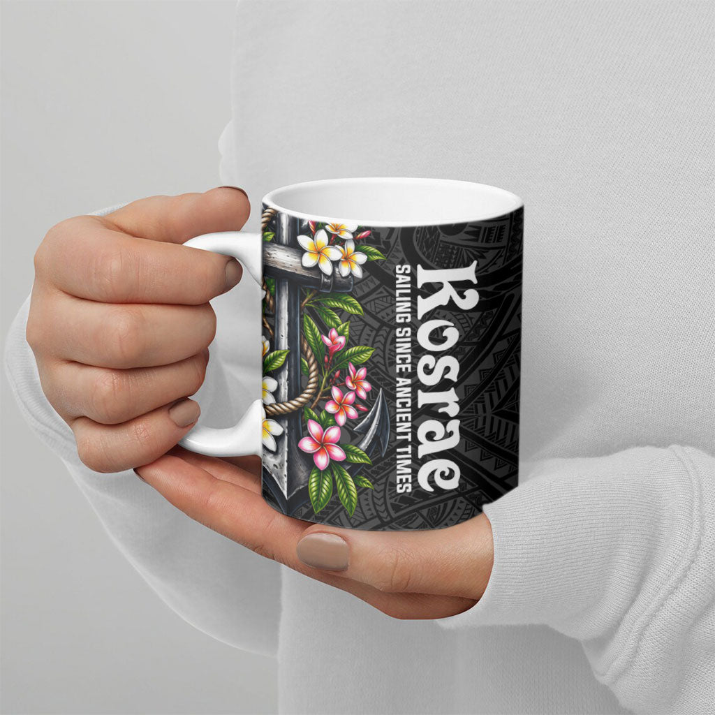 Kosrae Nautical Heritage Ceramic Mug Polynesian Tribal Anchor With Plumeria Tropical Art