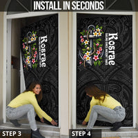 Kosrae Nautical Heritage Door Cover Polynesian Tribal Anchor With Plumeria Tropical Art