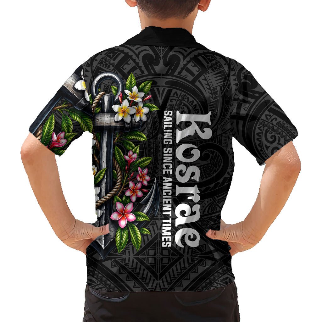 Kosrae Nautical Heritage Family Matching Long Sleeve Bodycon Dress and Hawaiian Shirt Polynesian Tribal Anchor With Plumeria Tropical Art TS04 - Polynesian Pride
