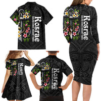 Kosrae Nautical Heritage Family Matching Long Sleeve Bodycon Dress and Hawaiian Shirt Polynesian Tribal Anchor With Plumeria Tropical Art TS04 - Polynesian Pride