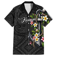 Kosrae Nautical Heritage Family Matching Summer Maxi Dress and Hawaiian Shirt Polynesian Tribal Anchor With Plumeria Tropical Art