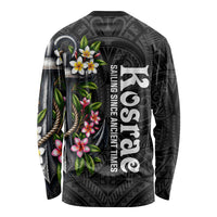 Kosrae Nautical Heritage Long Sleeve Shirt Polynesian Tribal Anchor With Plumeria Tropical Art