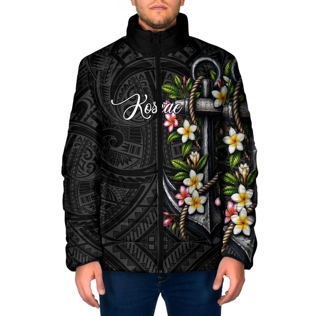 Kosrae Nautical Heritage Padded Jacket Polynesian Tribal Anchor With Plumeria Tropical Art