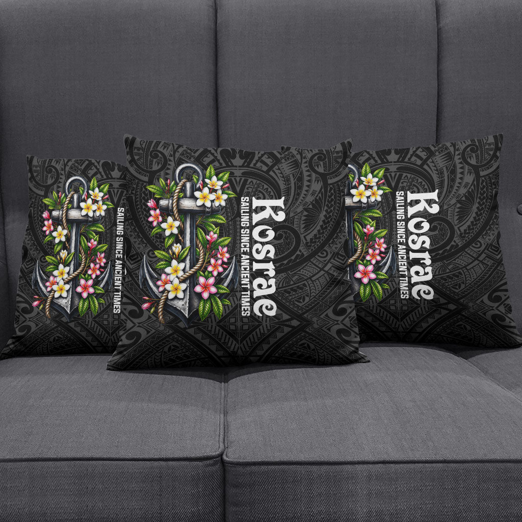 Kosrae Nautical Heritage Pillow Cover Polynesian Tribal Anchor With Plumeria Tropical Art