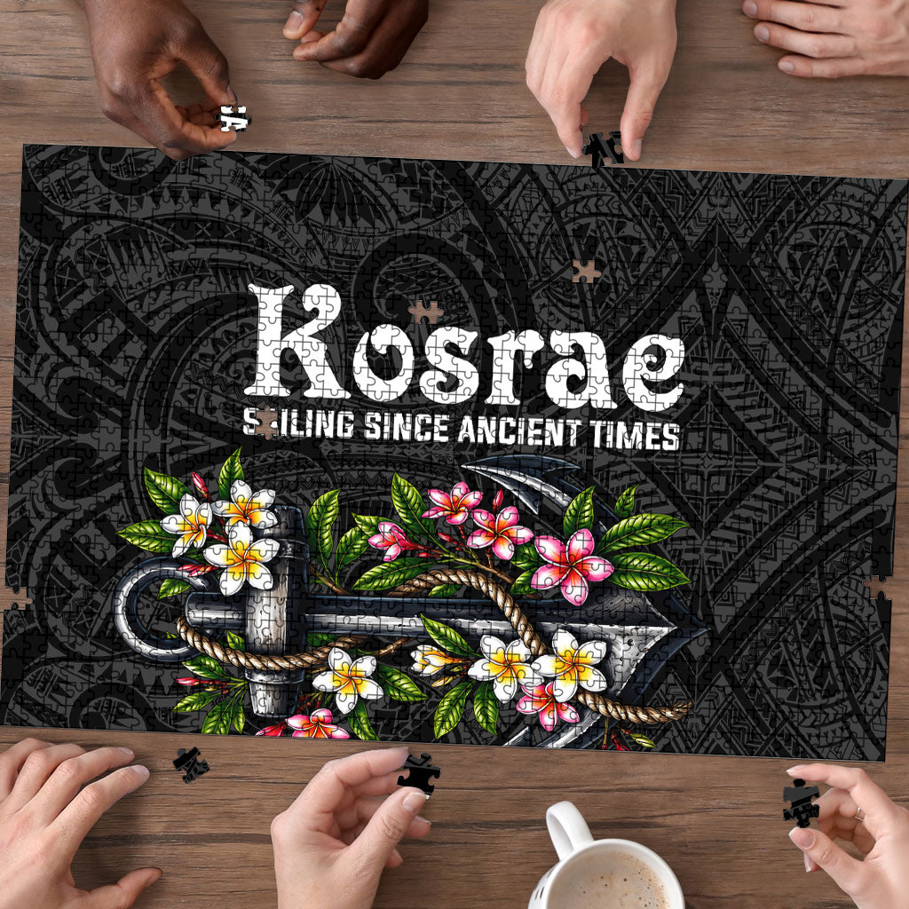 Kosrae Nautical Heritage Puzzle Polynesian Tribal Anchor With Plumeria Tropical Art