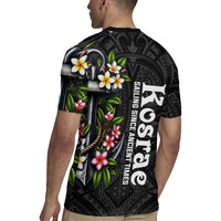 Kosrae Nautical Heritage Rugby Jersey Polynesian Tribal Anchor With Plumeria Tropical Art