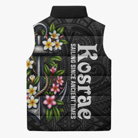 Kosrae Nautical Heritage Sleeveless Puffer Jacket Polynesian Tribal Anchor With Plumeria Tropical Art