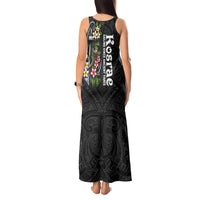 Kosrae Nautical Heritage Tank Maxi Dress Polynesian Tribal Anchor With Plumeria Tropical Art