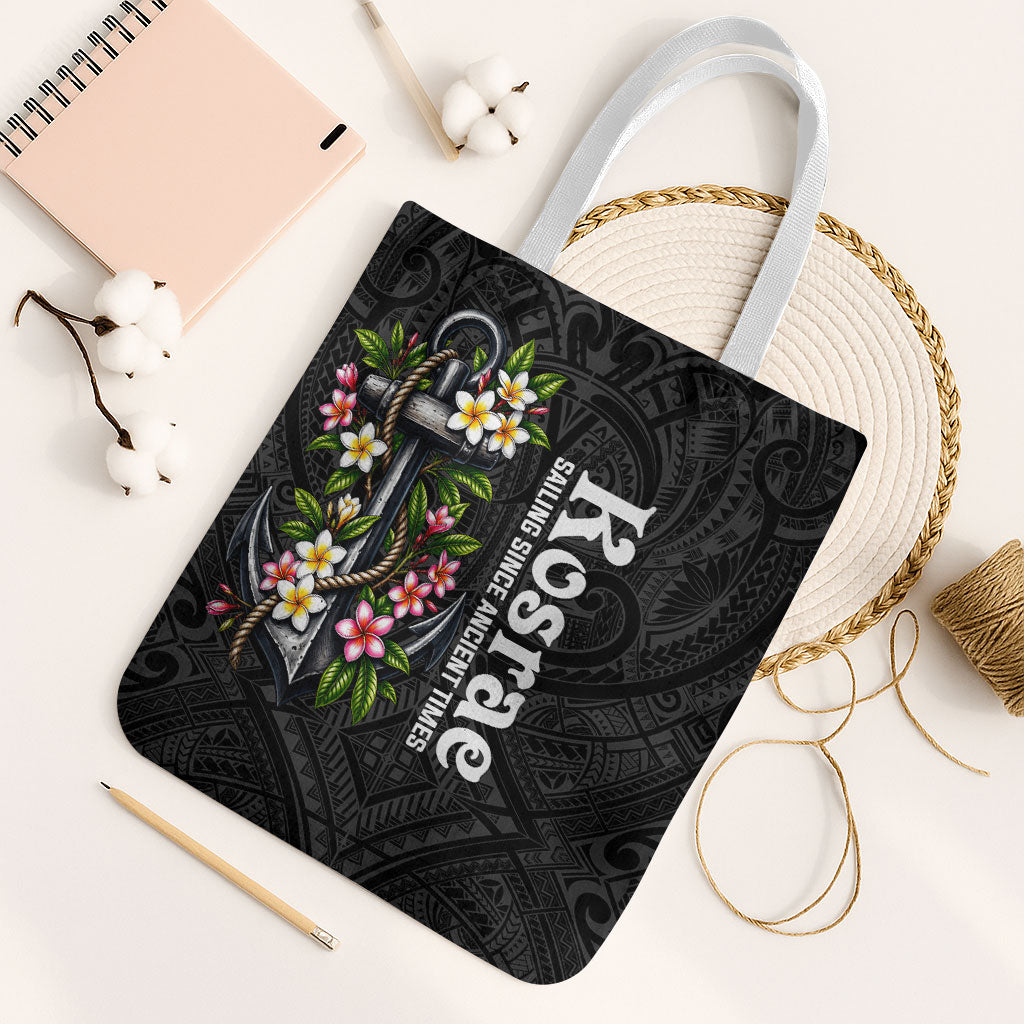 Kosrae Nautical Heritage Tote Bag Polynesian Tribal Anchor With Plumeria Tropical Art