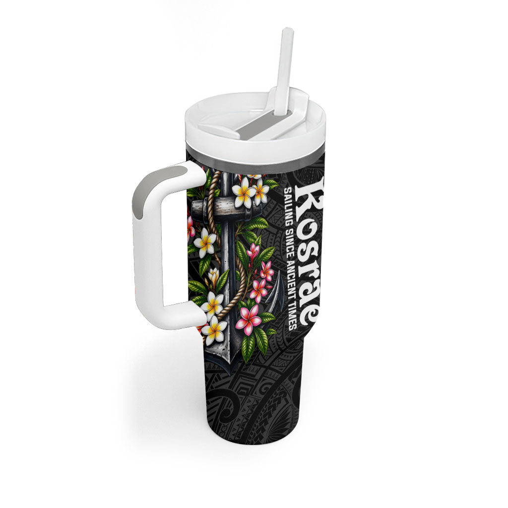 Kosrae Nautical Heritage Tumbler With Handle Polynesian Tribal Anchor With Plumeria Tropical Art