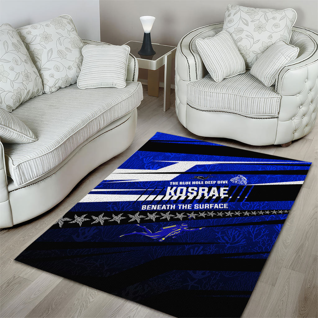 Kosrae Deep Sea Scuba Diving Area Rug Blue Hole Beneath The Surface Coral Reef Graphic Art