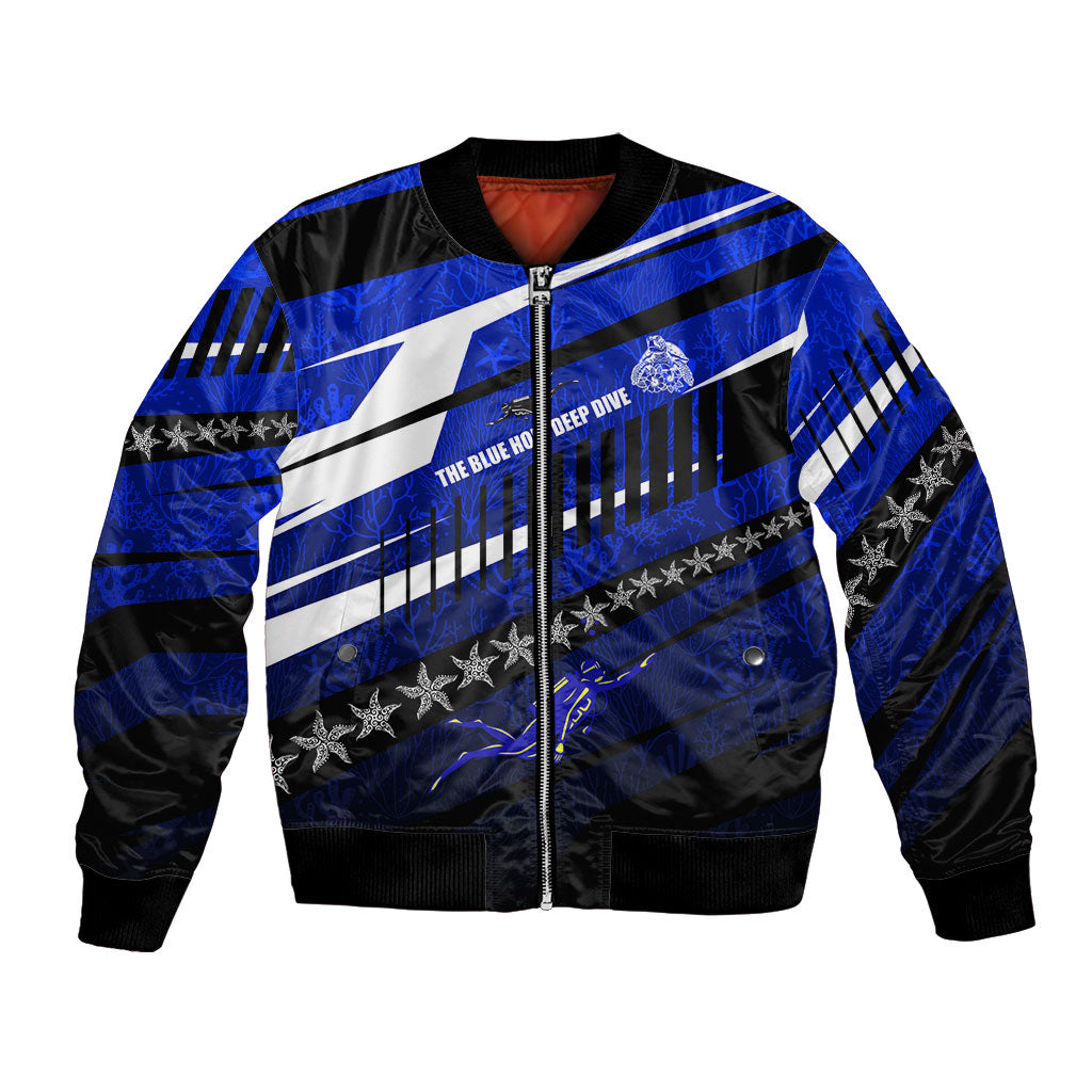 Kosrae Deep Sea Scuba Diving Bomber Jacket Blue Hole Beneath The Surface Coral Reef Graphic Art