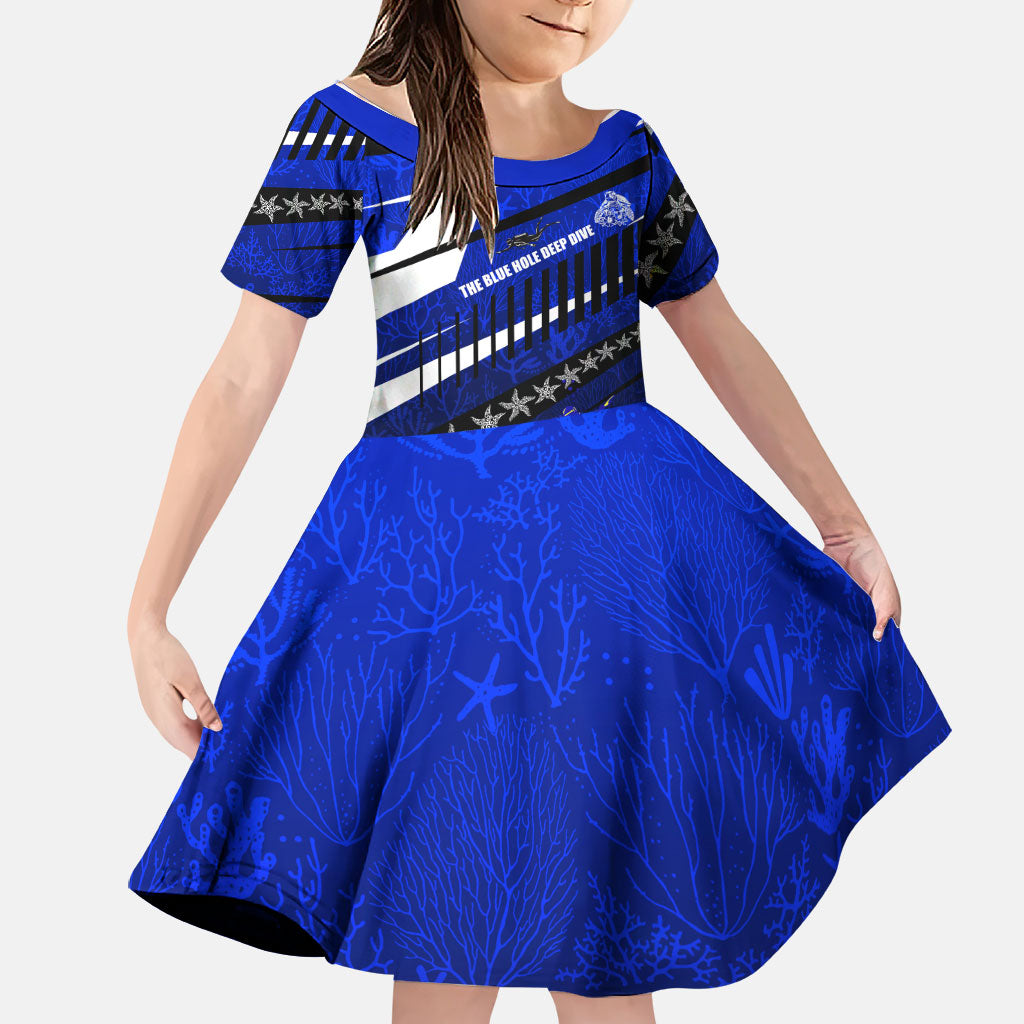 Kosrae Deep Sea Scuba Diving Family Matching Puletasi and Hawaiian Shirt Blue Hole Beneath The Surface Coral Reef Graphic Art