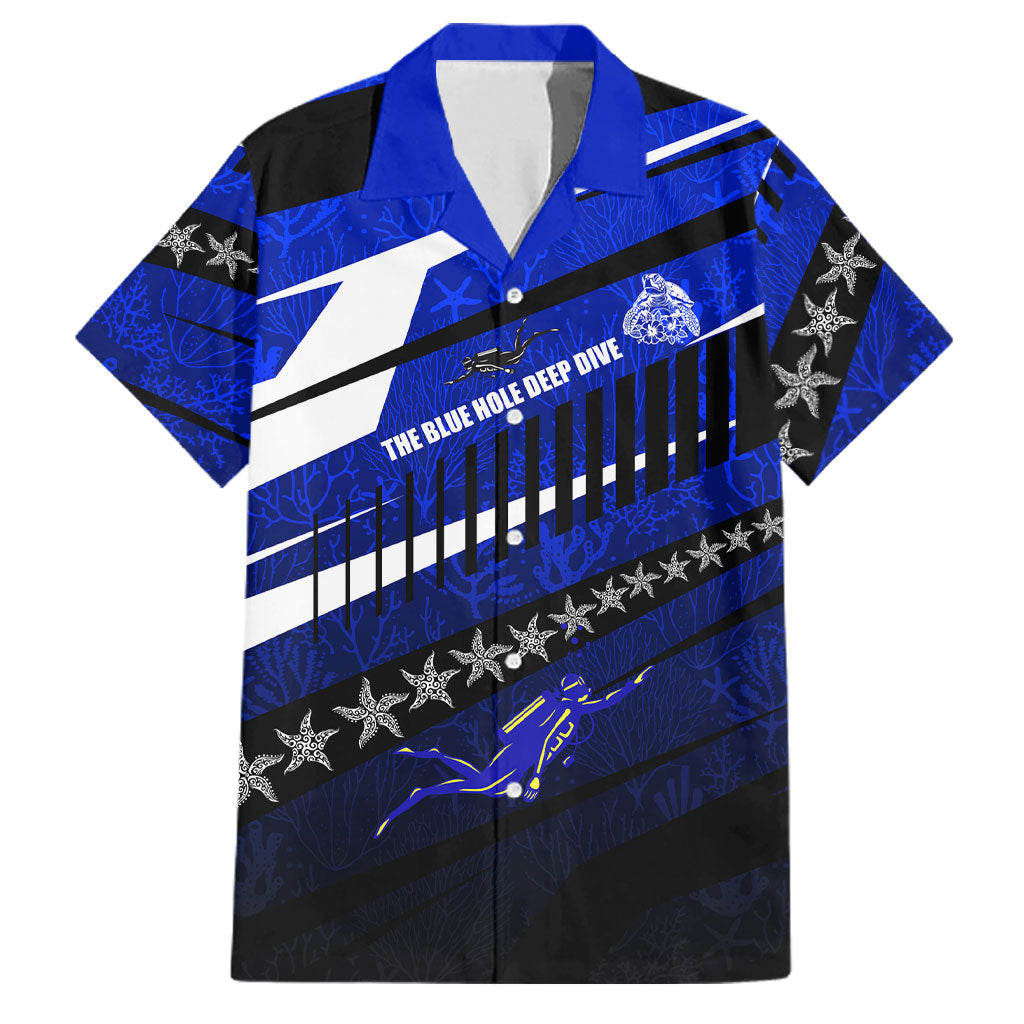 Kosrae Deep Sea Scuba Diving Family Matching Tank Maxi Dress and Hawaiian Shirt Blue Hole Beneath The Surface Coral Reef Graphic Art