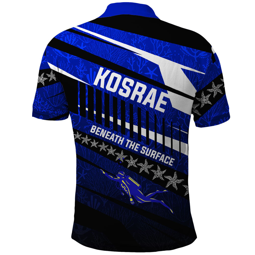 Kosrae Deep Sea Scuba Diving Polo Shirt Blue Hole Beneath The Surface Coral Reef Graphic Art