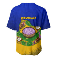 Kosrae Fafa Culinary Heritage Baseball Jersey Kosraean Gold Taro Tradition Illustration With Coconut Leaves