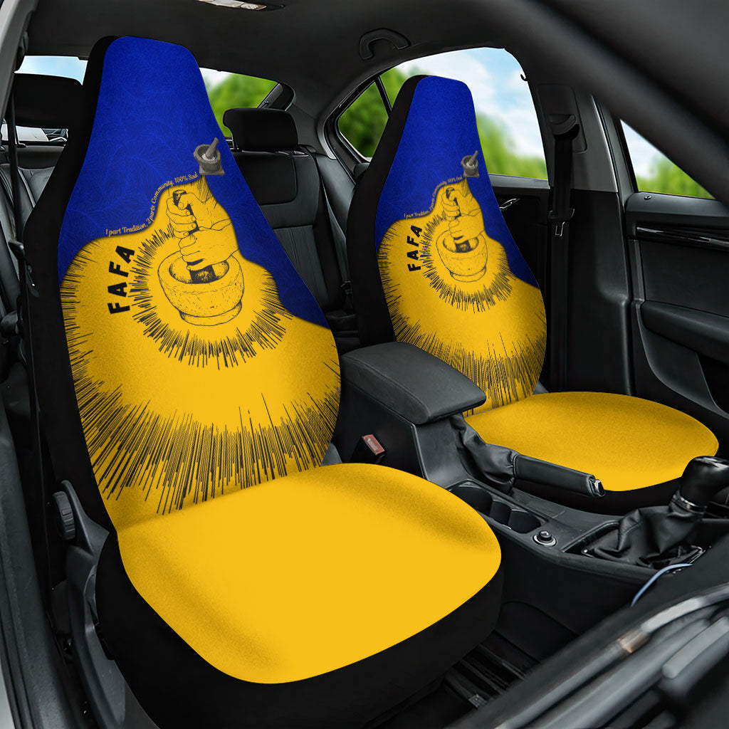 Kosrae Fafa Culinary Heritage Car Seat Cover Kosraean Gold Taro Tradition Illustration With Coconut Leaves