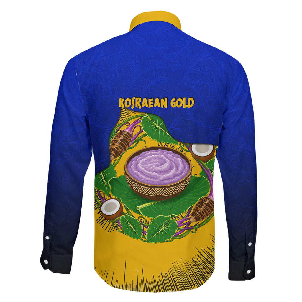 Kosrae Fafa Culinary Heritage Family Matching Puletasi and Hawaiian Shirt Kosraean Gold Taro Tradition Illustration With Coconut Leaves
