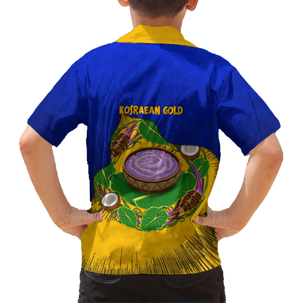 Kosrae Fafa Culinary Heritage Family Matching Short Sleeve Bodycon Dress and Hawaiian Shirt Kosraean Gold Taro Tradition Illustration With Coconut Leaves