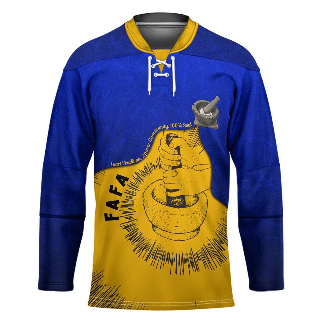 Kosrae Fafa Culinary Heritage Hockey Jersey Kosraean Gold Taro Tradition Illustration With Coconut Leaves