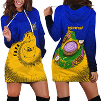 Kosrae Fafa Culinary Heritage Hoodie Dress Kosraean Gold Taro Tradition Illustration With Coconut Leaves