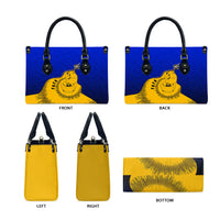 Kosrae Fafa Culinary Heritage Leather Bag Kosraean Gold Taro Tradition Illustration With Coconut Leaves