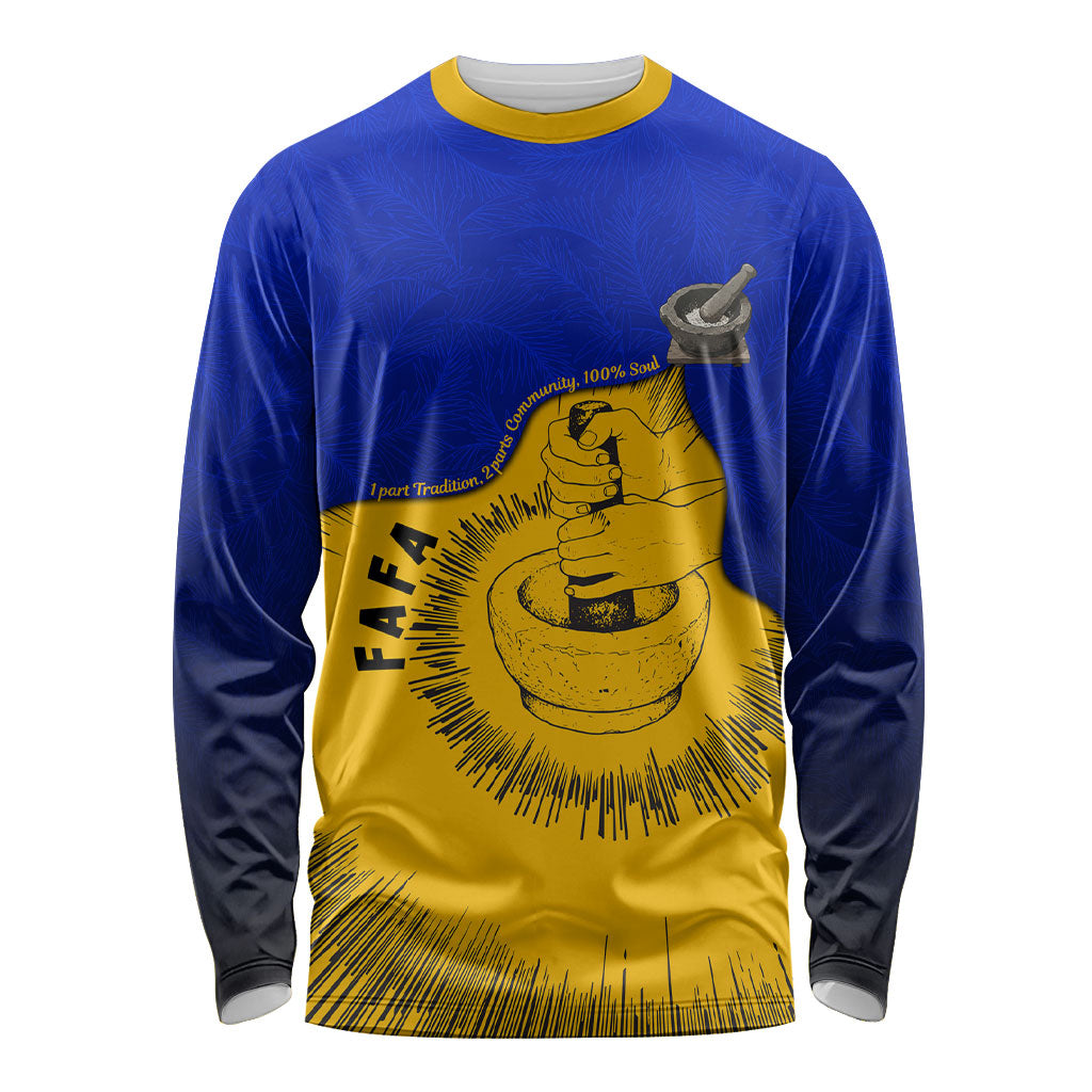 Kosrae Fafa Culinary Heritage Long Sleeve Shirt Kosraean Gold Taro Tradition Illustration With Coconut Leaves