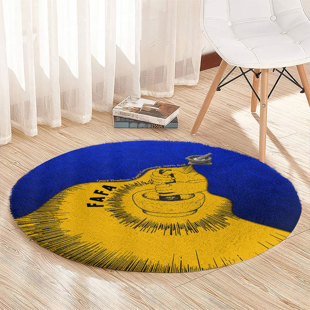 Kosrae Fafa Culinary Heritage Round Carpet Kosraean Gold Taro Tradition Illustration With Coconut Leaves