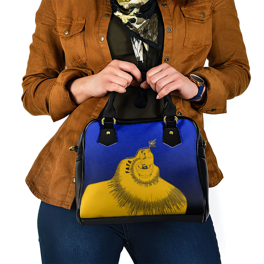 Kosrae Fafa Culinary Heritage Shoulder Handbag Kosraean Gold Taro Tradition Illustration With Coconut Leaves