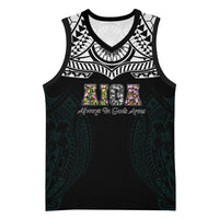 AIGA Always In Gods Arms Samoa Basketball Jersey Polynesian Tribal Tattoo Art Family Heritage Faith TS04 Unisex Black White - Polynesian Pride