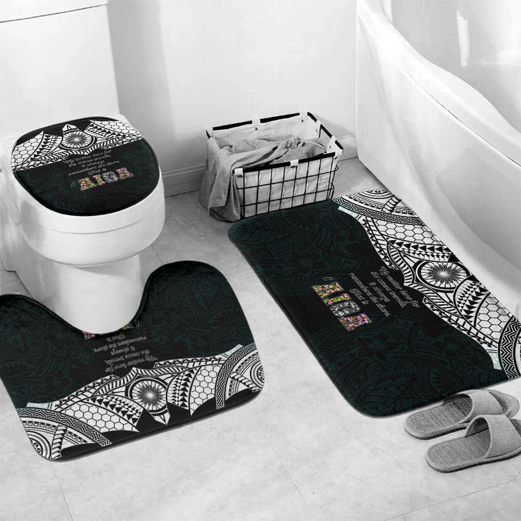 AIGA Always In Gods Arms Samoa Bathroom Set Polynesian Tribal Tattoo Art Family Heritage Faith TS04 Mat Set Only (3 pcs) One Size Black White - Polynesian Pride