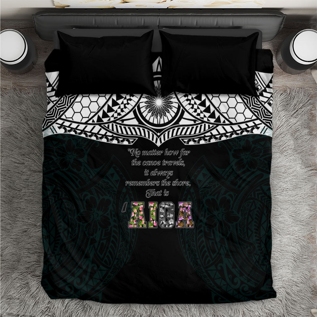 AIGA Always In Gods Arms Samoa Bedding Set Polynesian Tribal Tattoo Art Family Heritage Faith TS04 Black White - Polynesian Pride