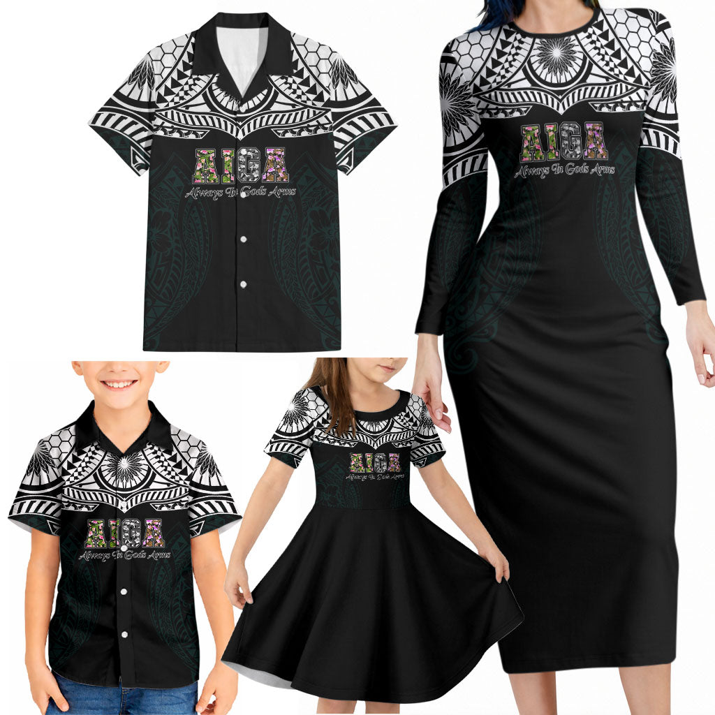 AIGA Always In Gods Arms Samoa Family Matching Long Sleeve Bodycon Dress and Hawaiian Shirt Polynesian Tribal Tattoo Art Family Heritage Faith TS04 - Polynesian Pride