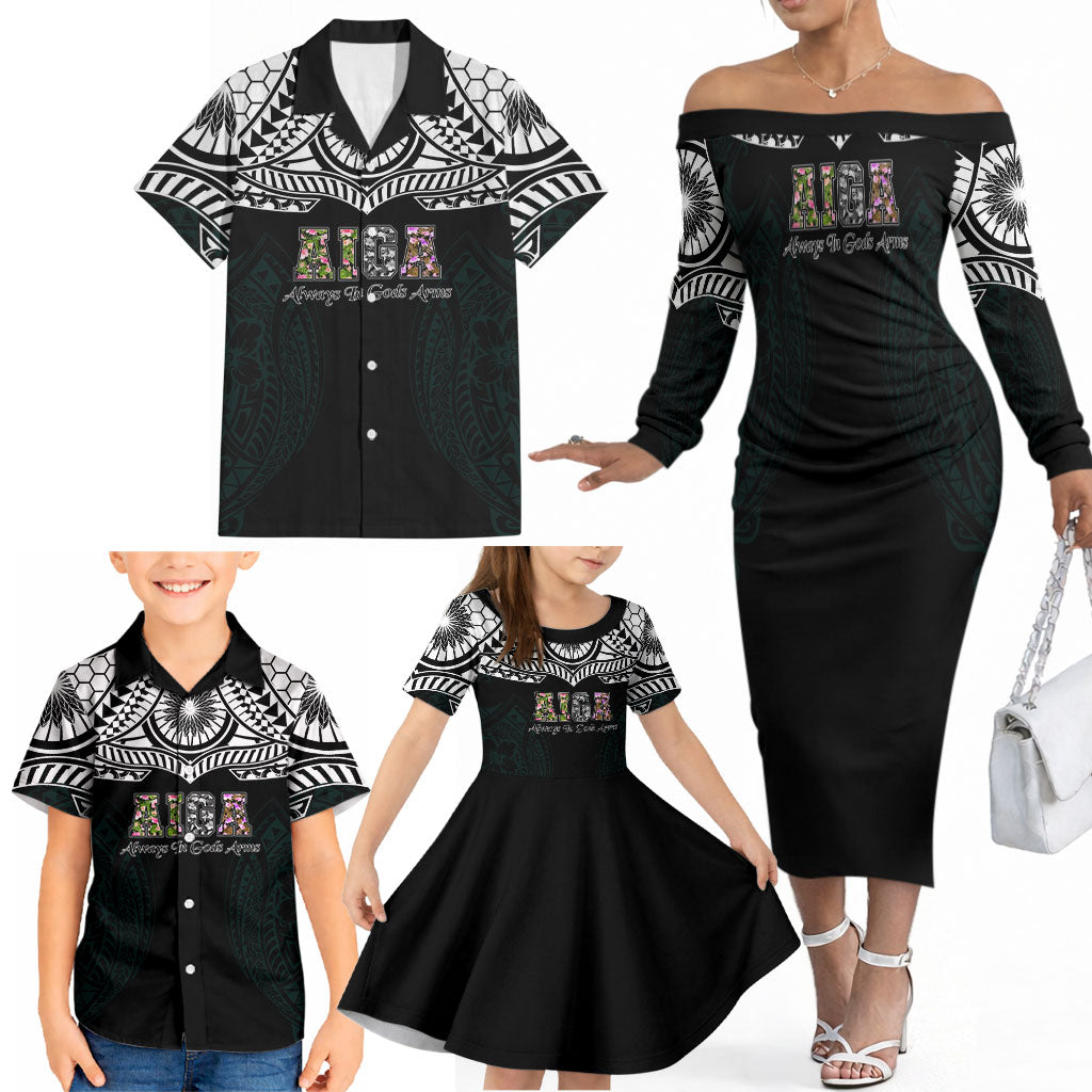 AIGA Always In Gods Arms Samoa Family Matching Off The Shoulder Long Sleeve Dress and Hawaiian Shirt Polynesian Tribal Tattoo Art Family Heritage Faith TS04 - Polynesian Pride