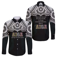 AIGA Always In Gods Arms Samoa Family Matching Puletasi and Hawaiian Shirt Polynesian Tribal Tattoo Art Family Heritage Faith TS04 Dad's Shirt - Long Sleeve Black White - Polynesian Pride
