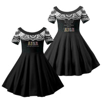 AIGA Always In Gods Arms Samoa Family Matching Tank Maxi Dress and Hawaiian Shirt Polynesian Tribal Tattoo Art Family Heritage Faith TS04 Daughter's Dress Black White - Polynesian Pride
