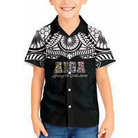 AIGA Always In Gods Arms Samoa Kid Hawaiian Shirt Polynesian Tribal Tattoo Art Family Heritage Faith TS04 Kid Black White - Polynesian Pride