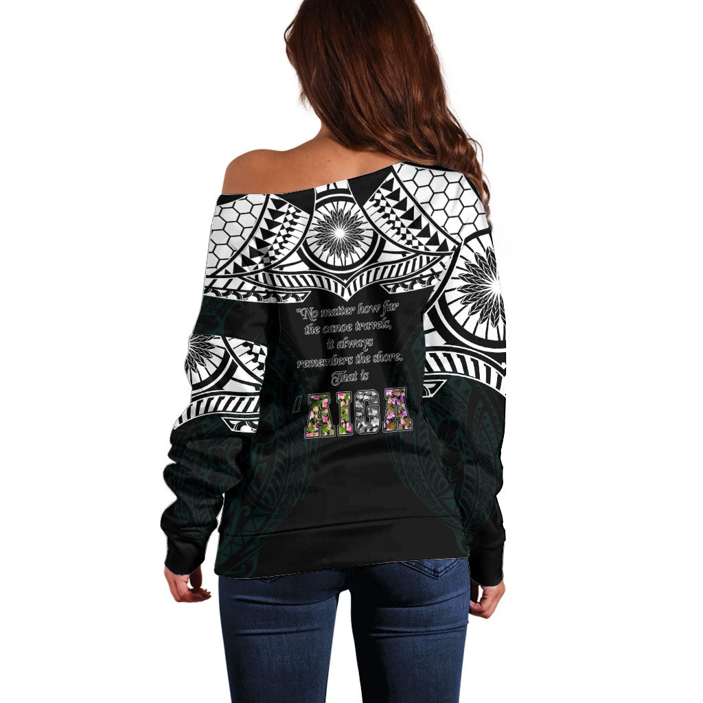 AIGA Always In Gods Arms Samoa Off Shoulder Sweater Polynesian Tribal Tattoo Art Family Heritage Faith TS04 - Polynesian Pride