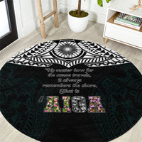 AIGA Always In Gods Arms Samoa Round Carpet Polynesian Tribal Tattoo Art Family Heritage Faith TS04 Black White - Polynesian Pride