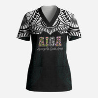 AIGA Always In Gods Arms Samoa Scrub Top Polynesian Tribal Tattoo Art Family Heritage Faith TS04 Adult Black White - Polynesian Pride