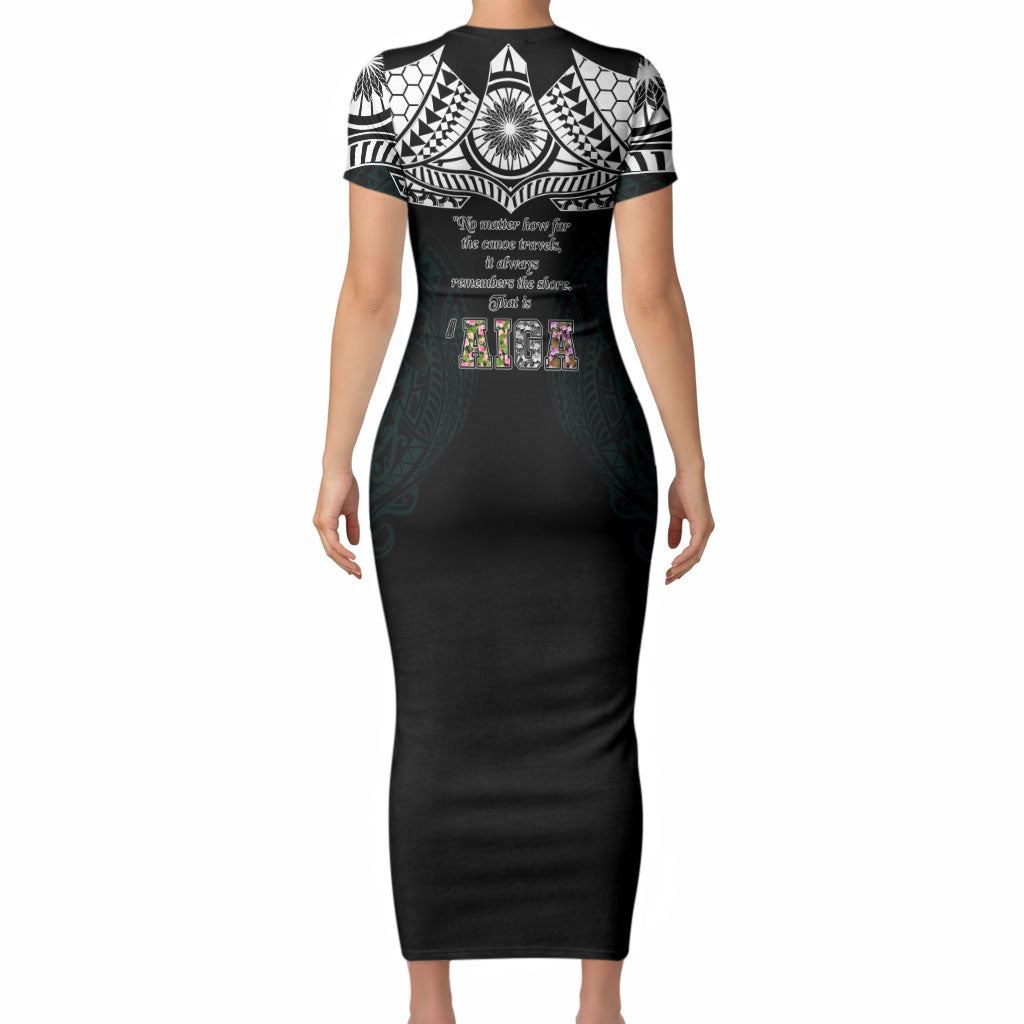 AIGA Always In Gods Arms Samoa Short Sleeve Bodycon Dress Polynesian Tribal Tattoo Art Family Heritage Faith TS04 - Polynesian Pride