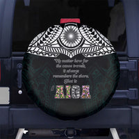 AIGA Always In Gods Arms Samoa Spare Tire Cover Polynesian Tribal Tattoo Art Family Heritage Faith TS04 No hole Black White - Polynesian Pride