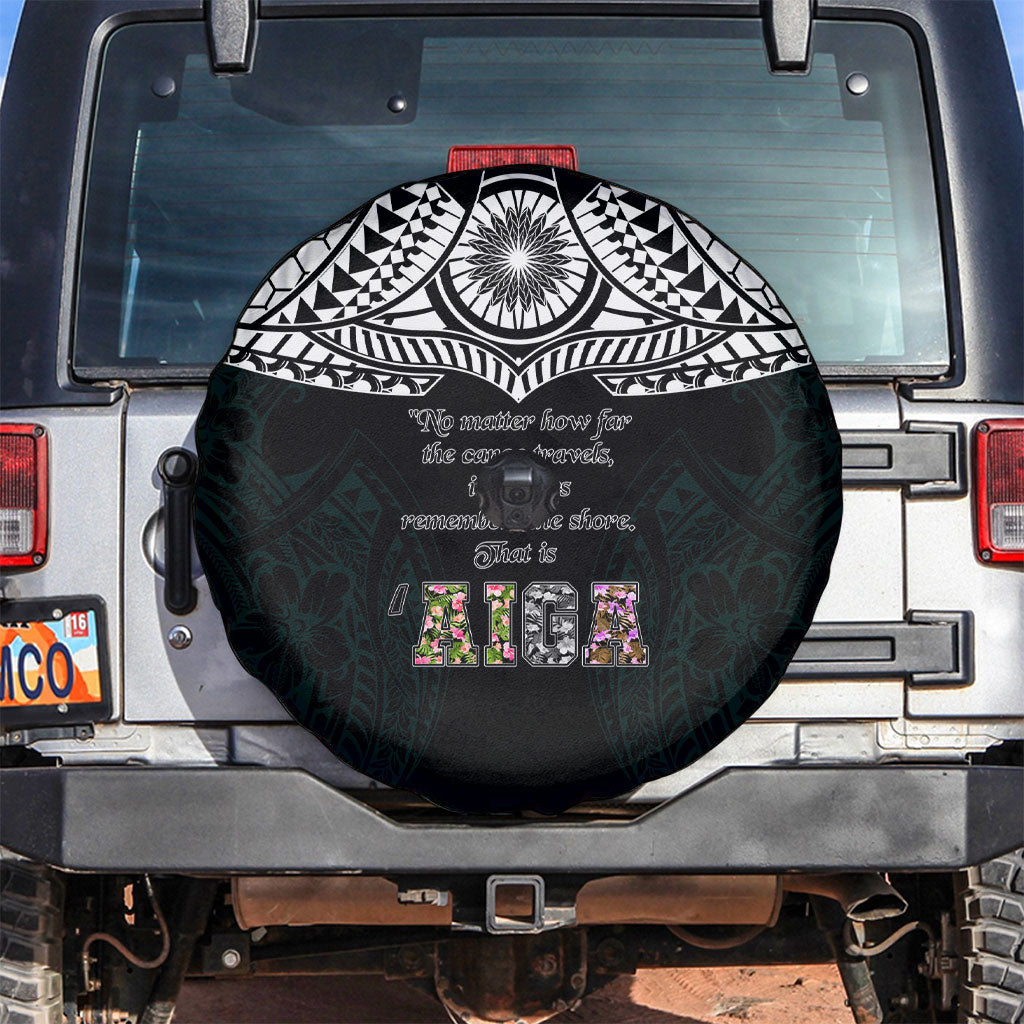 AIGA Always In Gods Arms Samoa Spare Tire Cover Polynesian Tribal Tattoo Art Family Heritage Faith TS04 Black White - Polynesian Pride