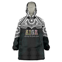 AIGA Always In Gods Arms Samoa Wearable Blanket Hoodie Polynesian Tribal Tattoo Art Family Heritage Faith TS04 One Size Black White - Polynesian Pride