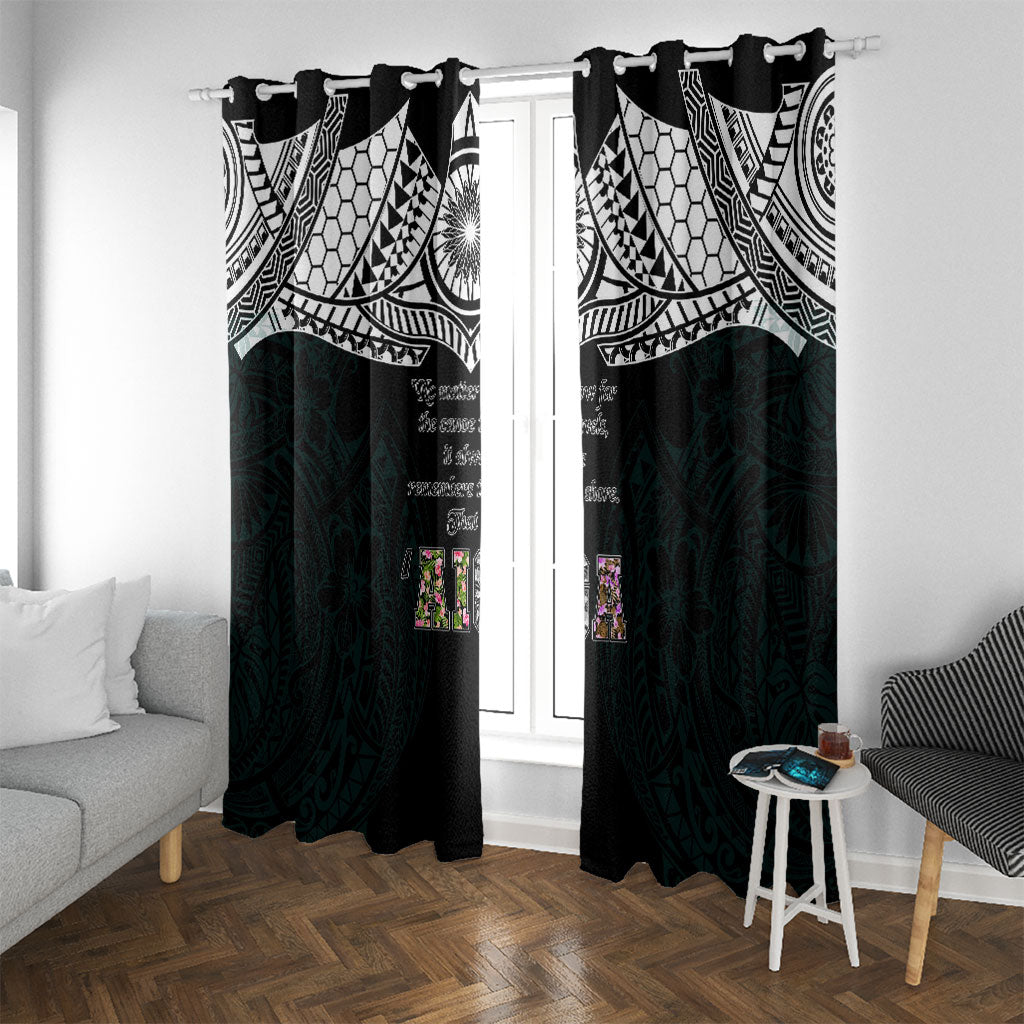 AIGA Always In Gods Arms Samoa Window Curtain Polynesian Tribal Tattoo Art Family Heritage Faith TS04 With Grommets Black White - Polynesian Pride