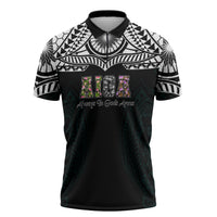 AIGA Always In Gods Arms Samoa Zipper Polo Shirt Polynesian Tribal Tattoo Art Family Heritage Faith TS04 Black White - Polynesian Pride