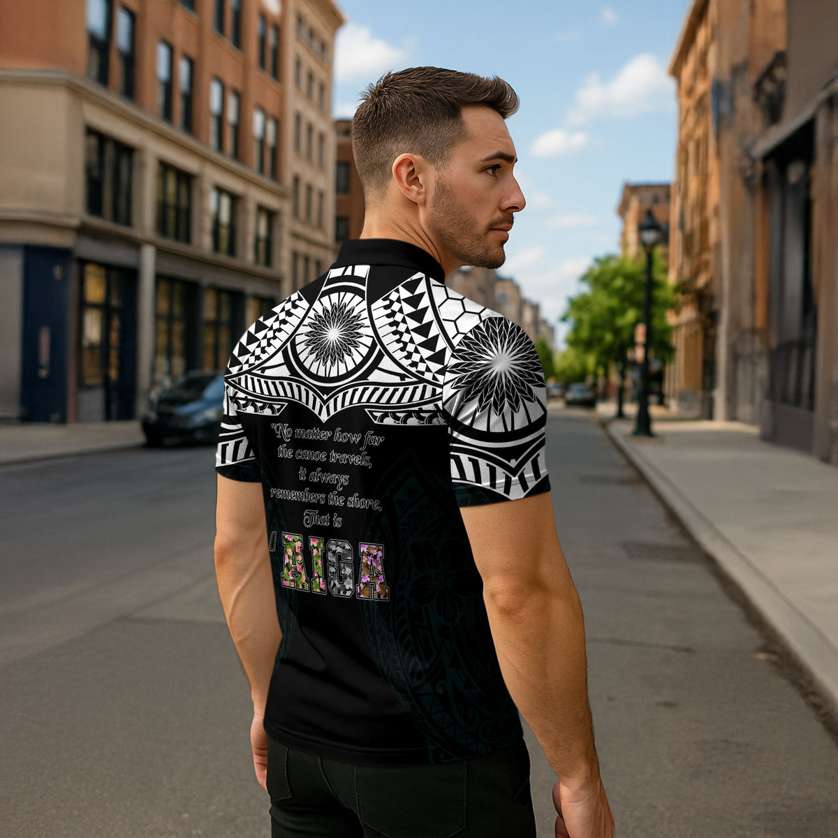 AIGA Always In Gods Arms Samoa Zipper Polo Shirt Polynesian Tribal Tattoo Art Family Heritage Faith TS04 - Polynesian Pride
