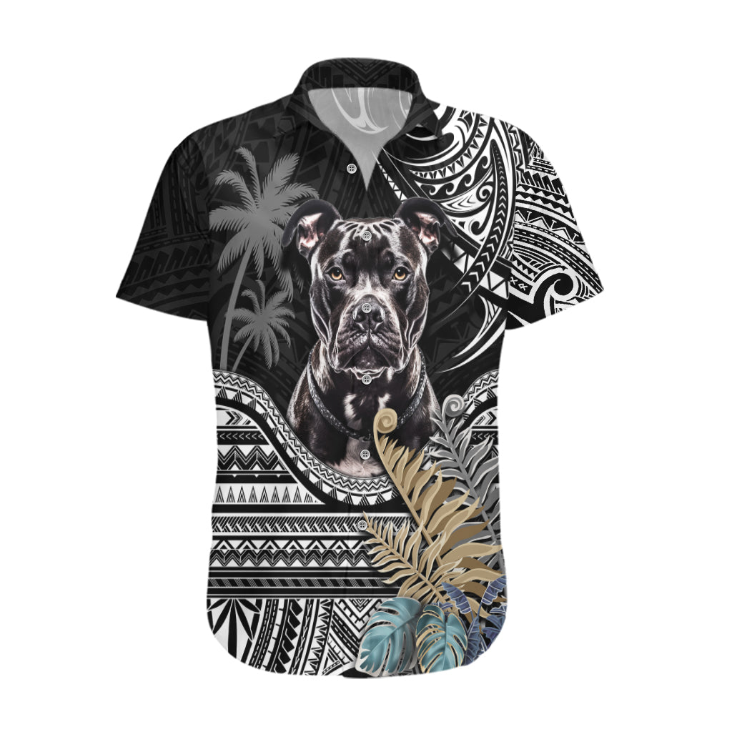 Polynesian Pitbull Hawaiian Shirt Polynesian Pattern And Pitbull TS04 Black - Polynesian Pride