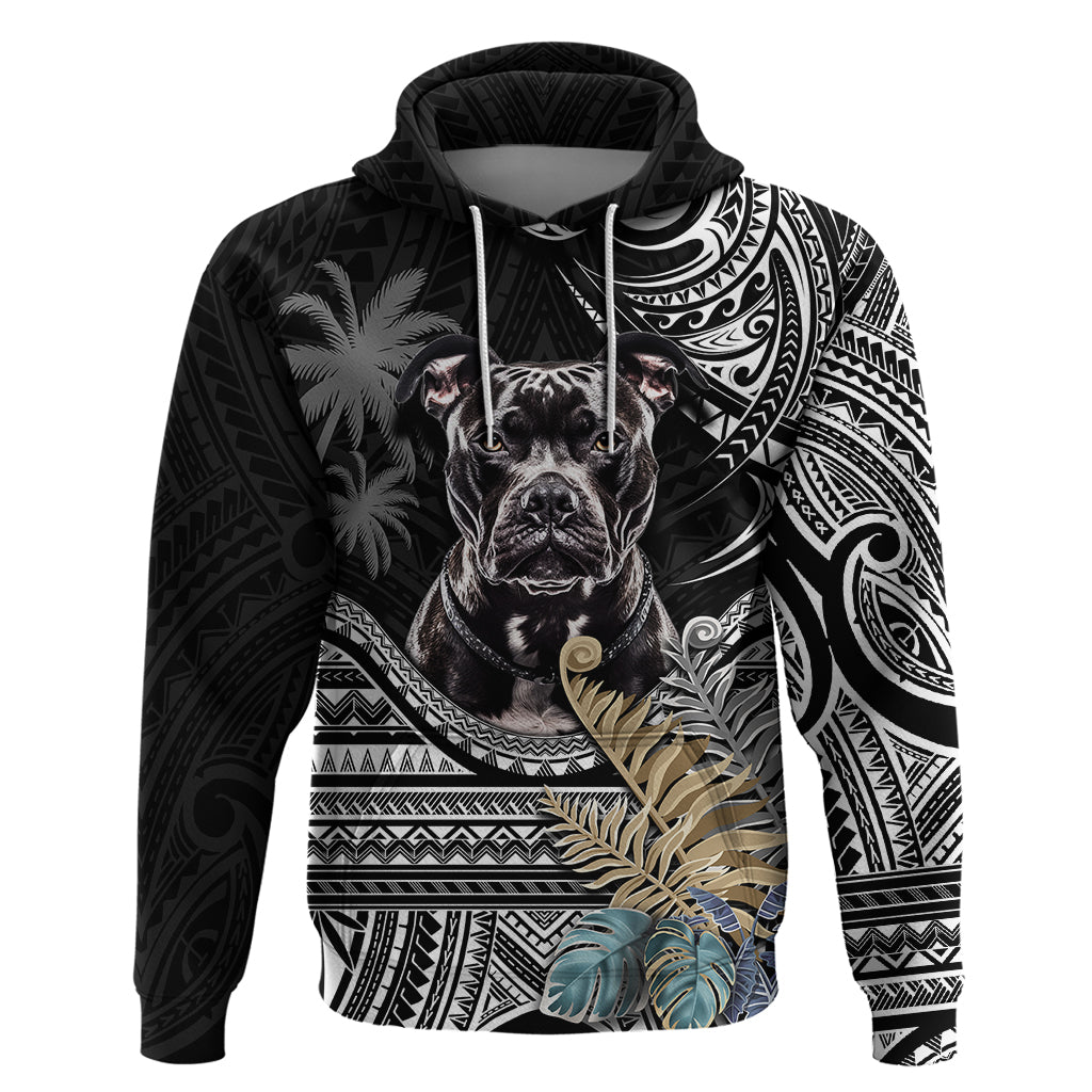 Polynesian Pitbull Hoodie Polynesian Pattern And Pitbull TS04 Black - Polynesian Pride