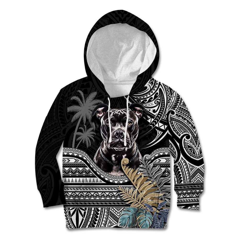 Polynesian Pitbull Kid Hoodie Polynesian Pattern And Pitbull TS04 Hoodie Black - Polynesian Pride